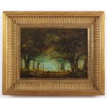 MALER DES 19.JH., "Waldlandschaft mit Schafen", Öl/Holz, 10 x 15, R.