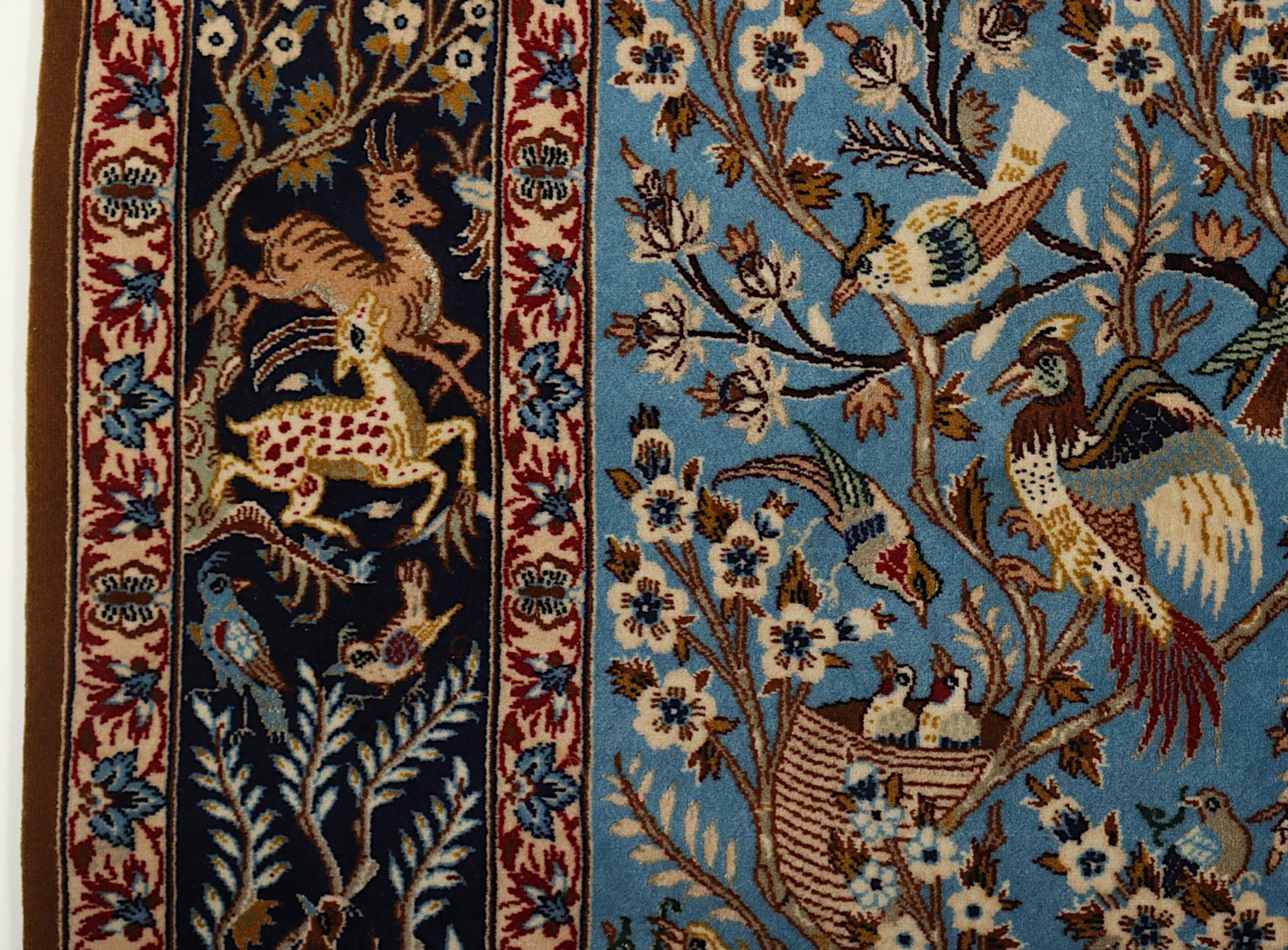 BRÜCKE GHOUM AUF SEIDE, mit Motiven aus Flora und Fauna, 150 x 102, Zustand B   - Bild 6 aus 9