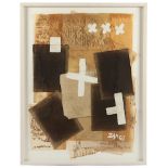 ZANGS, Herbert, "o.T., Papiercollage, übermalt, 88 x 70, unten rechts signiert, R.