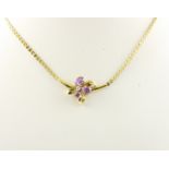 AMETHYST-COLLIER, 585/ooo Gelbgold, besetzt mit Amethysten und einem kleinen Brillanten, L 38, 8g