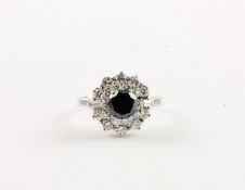 DIAMANT-RING, 585/ooo Weißgold, Juwelier VASSILIOU, besetzt mit einem schwarzen Diamanten von ca. 1