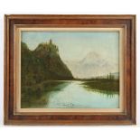 PETERSEN, H. (Maler um 1900), "Alpenlandschaft mit Burg", Öl/Lwd., 34,5 x 45, unten links signiert