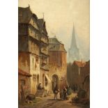 MEYERHEIM, Wilhelm Alexander (1815-1882), "Stadtansicht", Öl/Lwd., 29 x 20, auf Malpappe aufgezogen