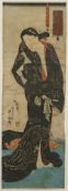 FARBHOLZSCHNITT, Utagawa Kunisada (Toyokuni III, 1786-1865), Darstellung einer Frau in schwarzem Ge