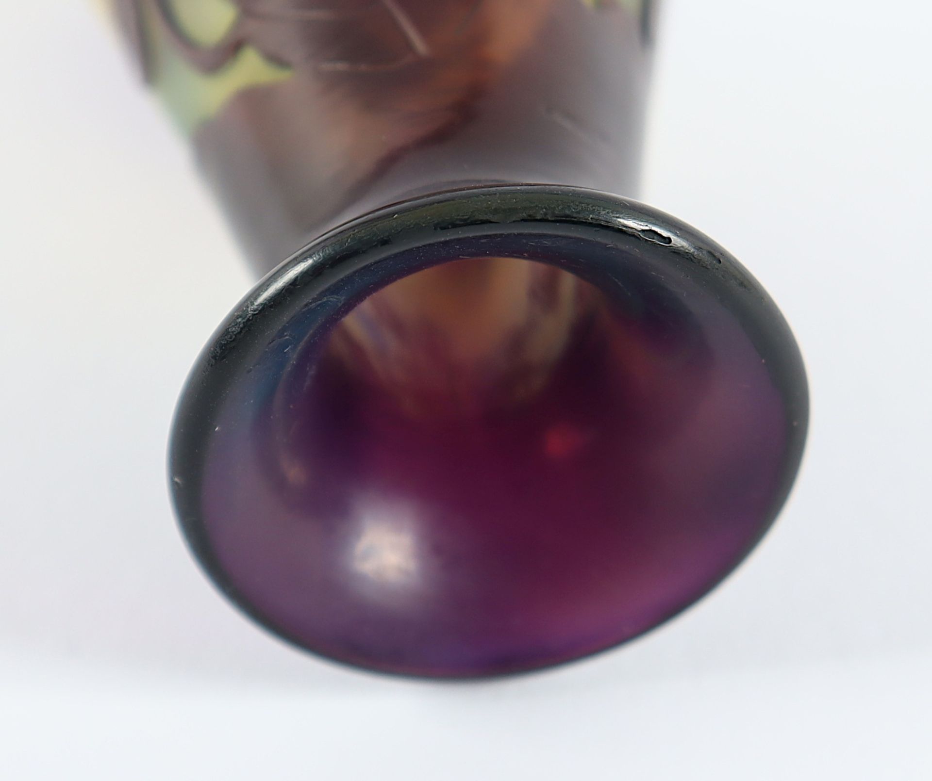 VASE, farbloses Glas, geätzter Trichterwindendekor, Gallé - Bild 3 aus 4
