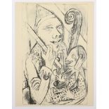 BECKMANN, Max, "Pierrot und Maske", Original-Lithografie, 31,5 x 20, verso typografisch bezeichnet,