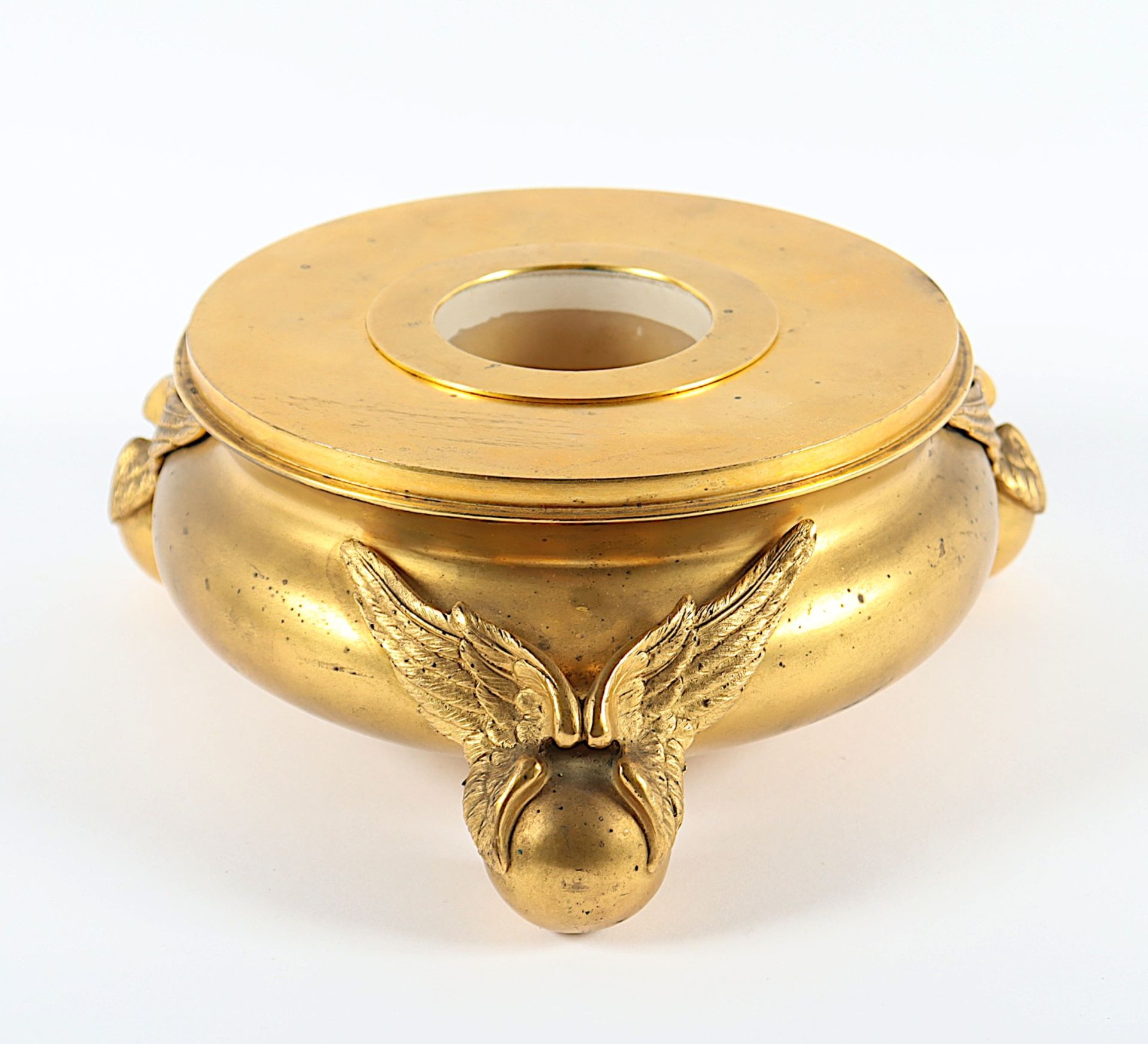STÖVCHEN, Bronze, vergoldet, Dm 17, neuzeitlich 