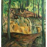 BÄRENFÄNGER, Karl (1888-1947), "Steinbruch im Wald", Öl/Lwd., 97 x 93, verso Künstler- und Titelang