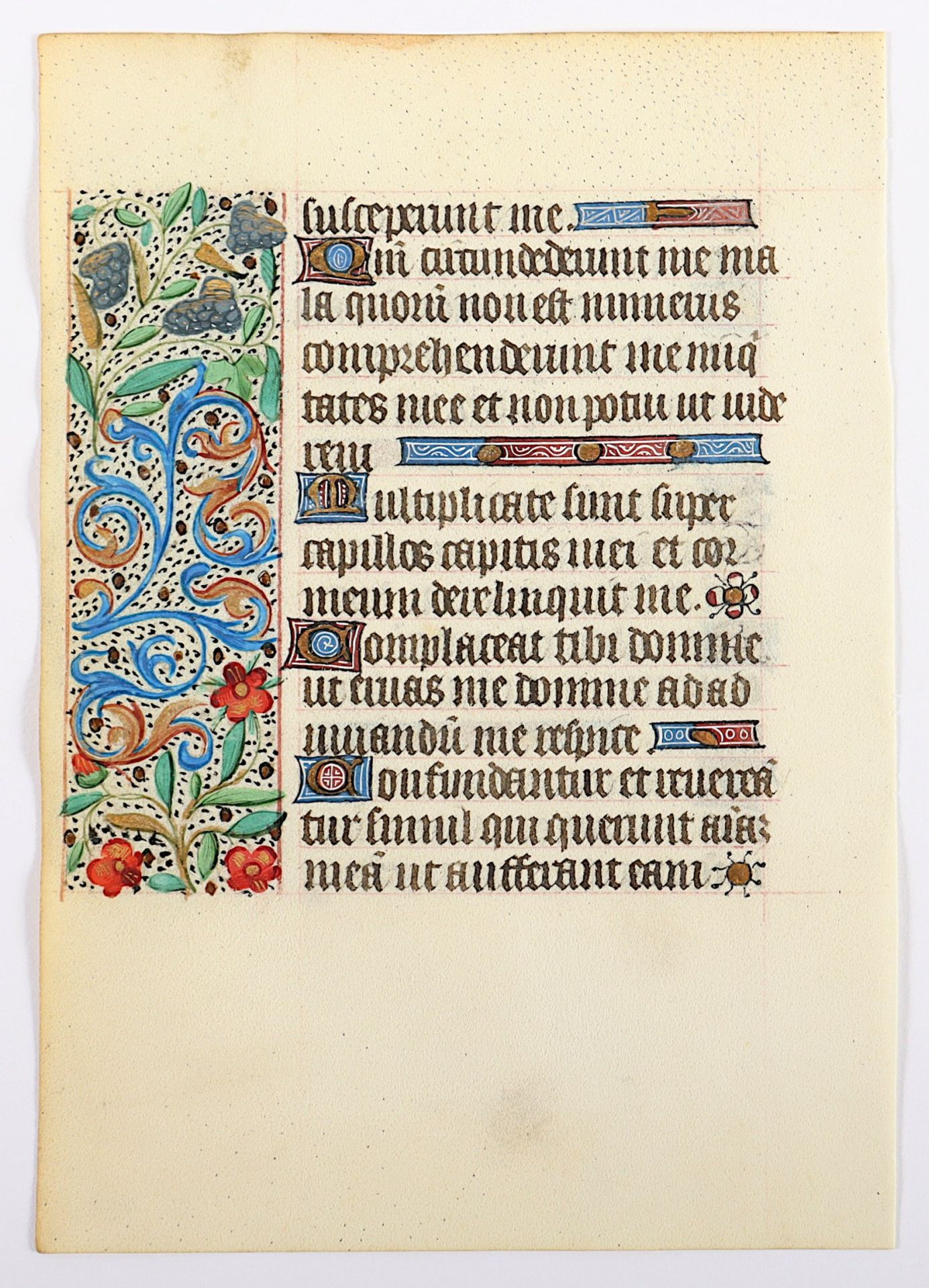 BLATT AUS EINEM FRANZöSISCHEN STUNDENBUCH, Rouen, um 1470, beidseitig, mit 8 schönen Initialen mit 