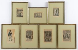 SIEBEN KUPFERSTICHE "UHRMACHERHANDWERK", Holzschnitte, Kupferstiche, bis 13 x 8, teils bei Chr. Wei