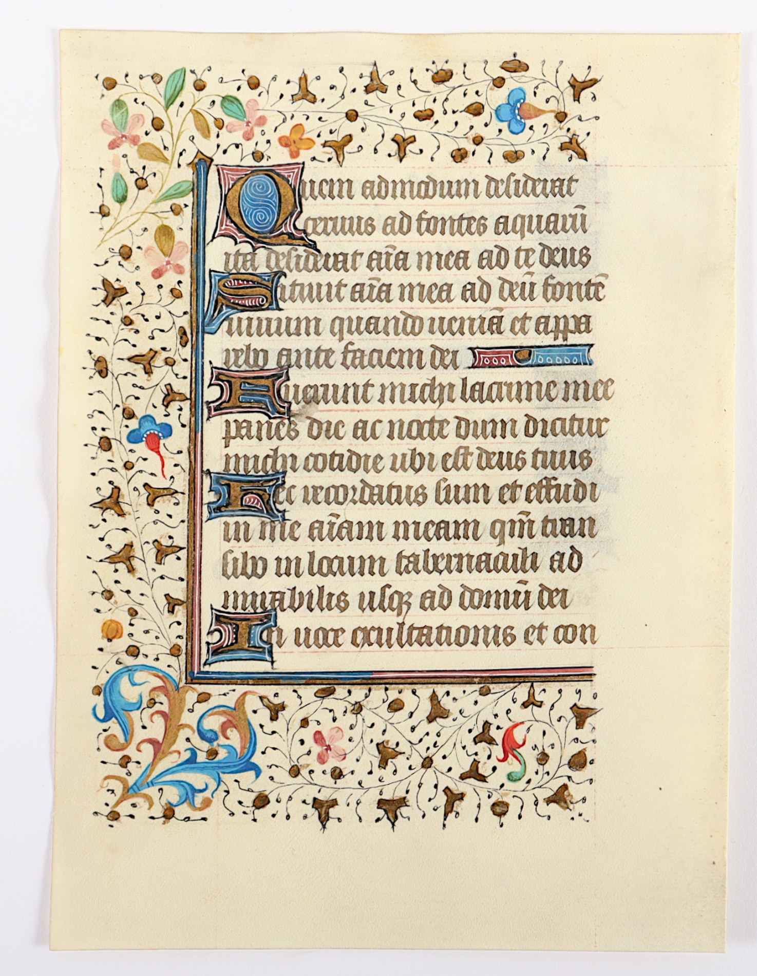 BLATT AUS EINEM FRANZöSISCHEN SKRIPTORIUM, wohl Troyes, um 1450, beidseitig, mit farbigen Initialen