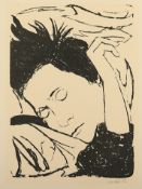 HECKEL, Erich, "Schlafende Frau", Lithografie/Velin, 37 x 27, handsigniert und datiert, 1952, etwas