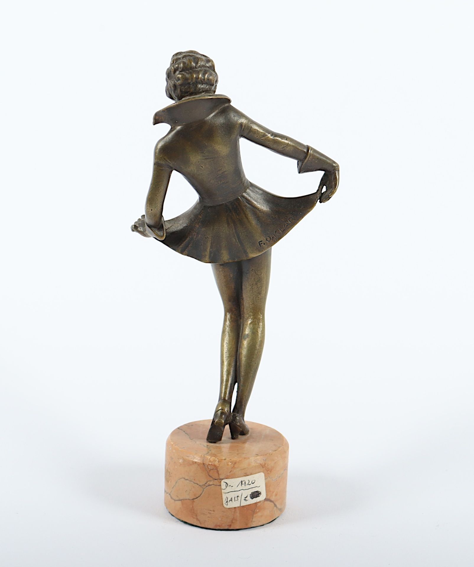 KLAR, F.O., (Deutsch, um 1920), "Tänzerin", Bronzefigur, signiert, H 15, Marmorsockel  - Bild 2 aus 3
