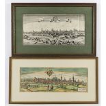 BRESLAU - NEISSE, zwei Kupferstiche, einer koloriert, bis 20 x 41, von M. Merian, um 1640 und Braun