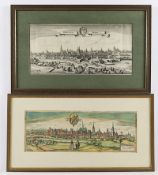 BRESLAU - NEISSE, zwei Kupferstiche, einer koloriert, bis 20 x 41, von M. Merian, um 1640 und Braun