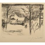 CORINTH, Lovis, "Winter am Walchensee" (Hotel Fischer am See), Original-Radierung, 15 x 20, nummeri