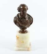 HOUDON, nach, "William Shakespeare", Büste, Bronze, H 21, verso die Gießermarken von Ferdinand Barb