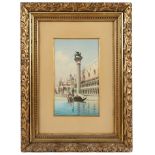 ONGANIA, Umberto (1860-1896), "Ansicht aus Venedig", Bleistift/Aquarell/Papier, 30 x 18 (Passeparto