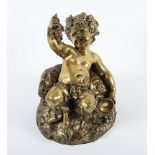 KLEY, Louis (1833-1911), "Bacchus als Kind", verso Marke Tiffany & Co., Bronze, vergoldet, H 19