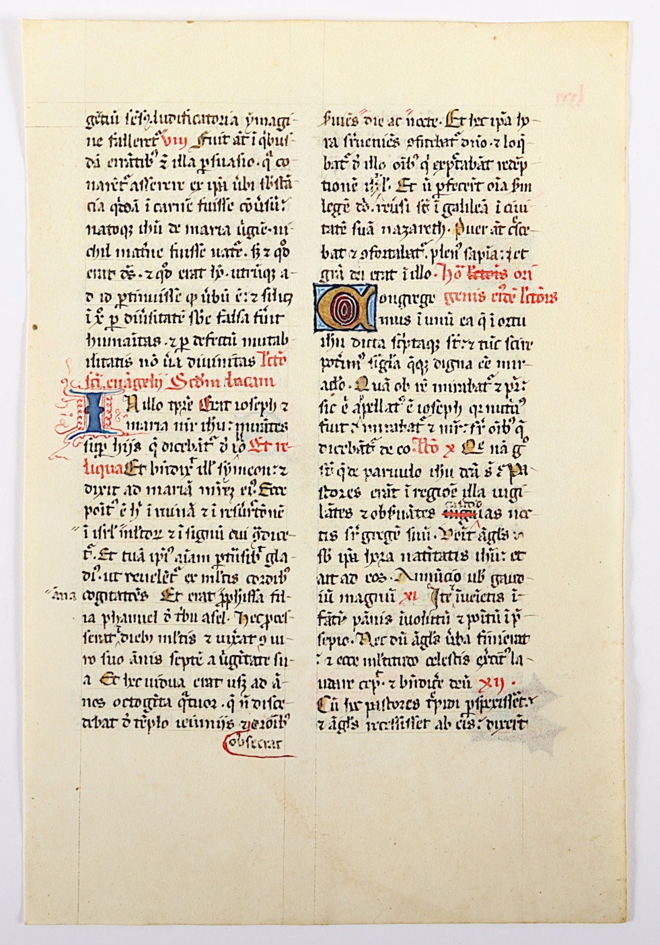 BLATT EINER MITTELALTERLICHEN BREVIARIUM-HANDSCHRIFT, Spanien, um 1425, beidseitig lateinischer Tex - Bild 2 aus 2