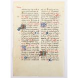 BLATT EINES MITTELALTERLICHEN MANUSKRIPTS, Spanien, um 1425, beidseitig lateinischer Text in zwei S