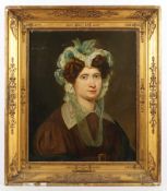 PORTRAITMALER UM 1830/40, "Bildnis einer Frau mit Haube", Öl/Lwd., 65 x 54, besch. und rest., auf H
