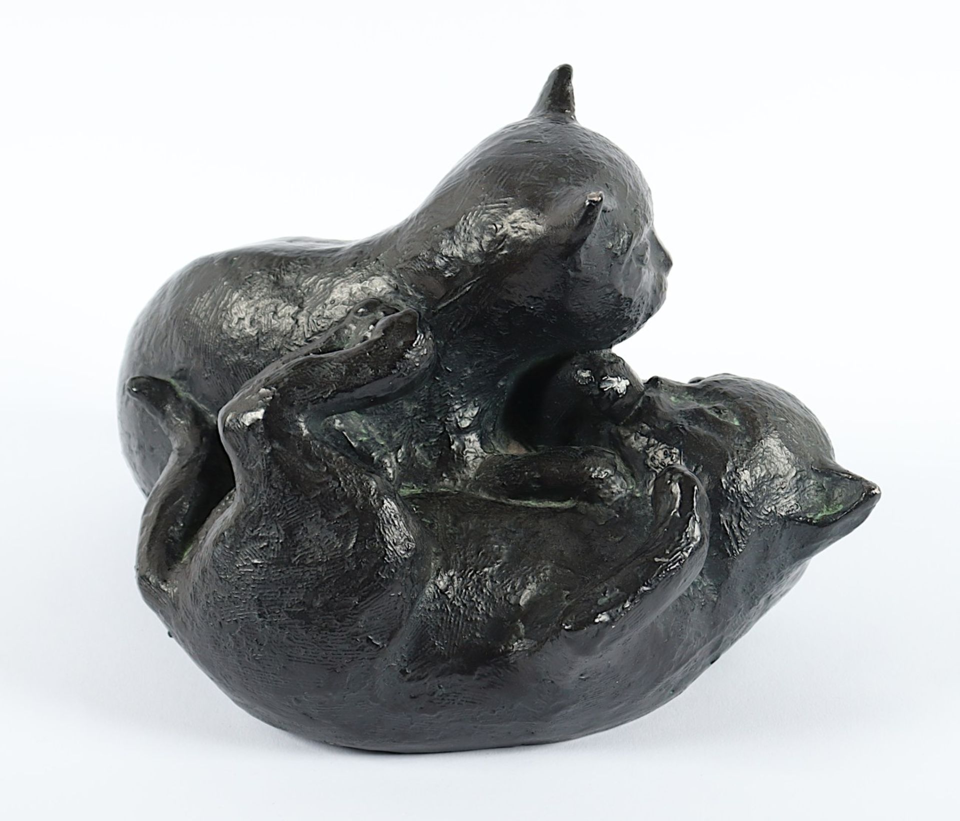 SEVER, Klara (*1935), "Zwei Katzen", Keramik, bronziert, H 15, 1973 - Image 2 of 3