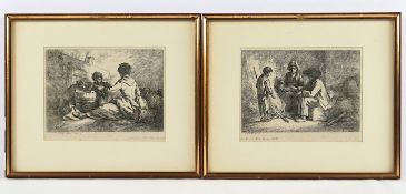 HUET, Jean Baptiste, zwei Radierungen, "Kinder", 11 x 15,5, um 1800, R. 
