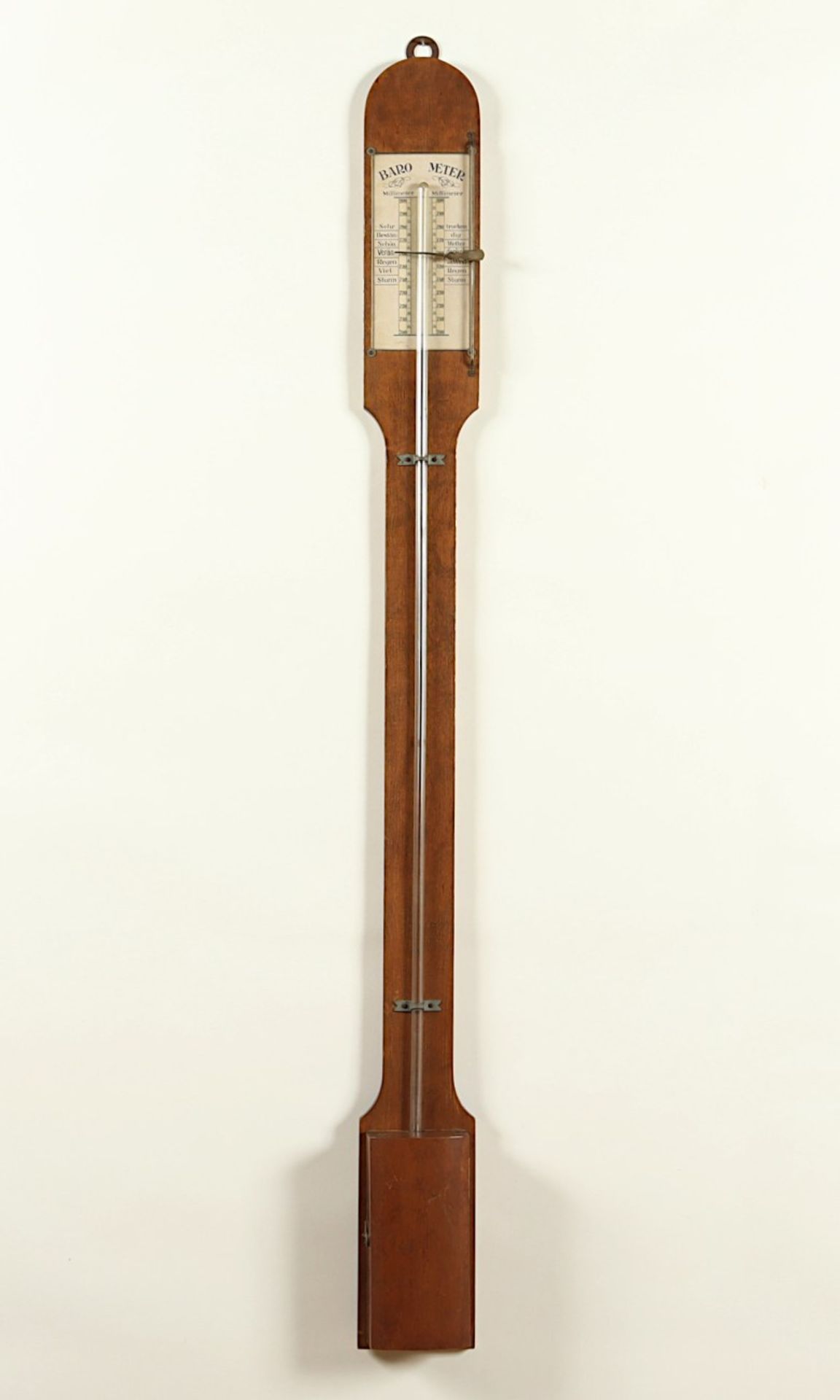 BAROMETER, Nussbaum, Quecksilberfüllung fehlt, H 97, DEUTSCH, 19.Jh.