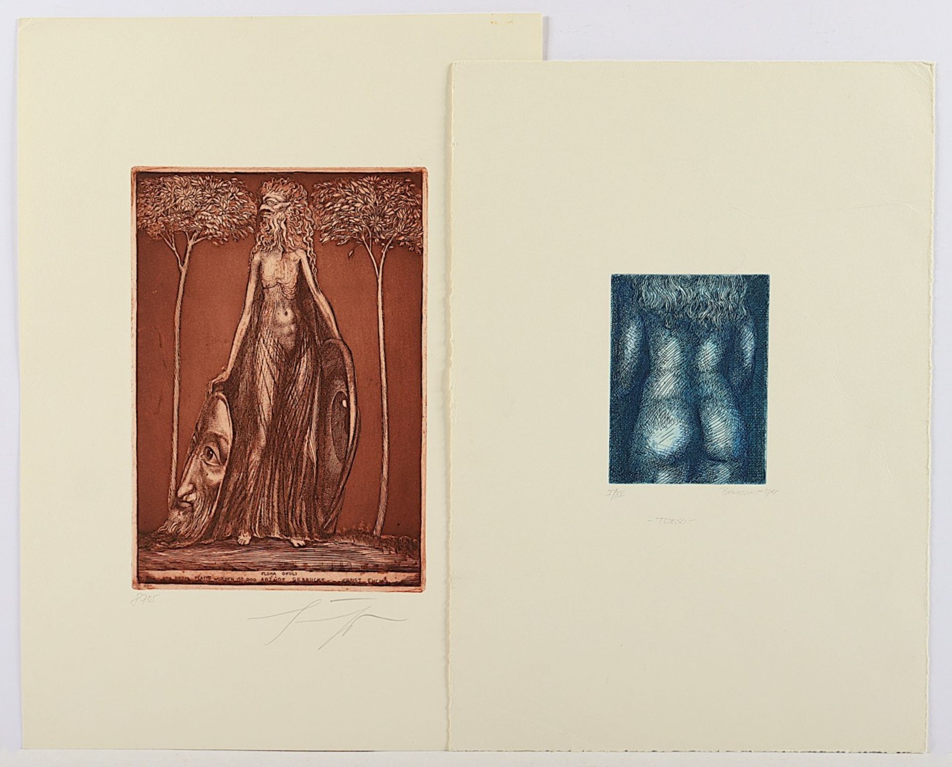 FUCHS, Ernst, "Flora okuli", Farbradierung, 24 x 17, handsigniert, beigegeben eine weitere Radierun - Bild 2 aus 2