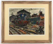 BELLAARD, Hendrik Johannes (1896-1975), "Alte Lokomotive", Pastell/Papier, 36 x 49 (Passepartoutaus