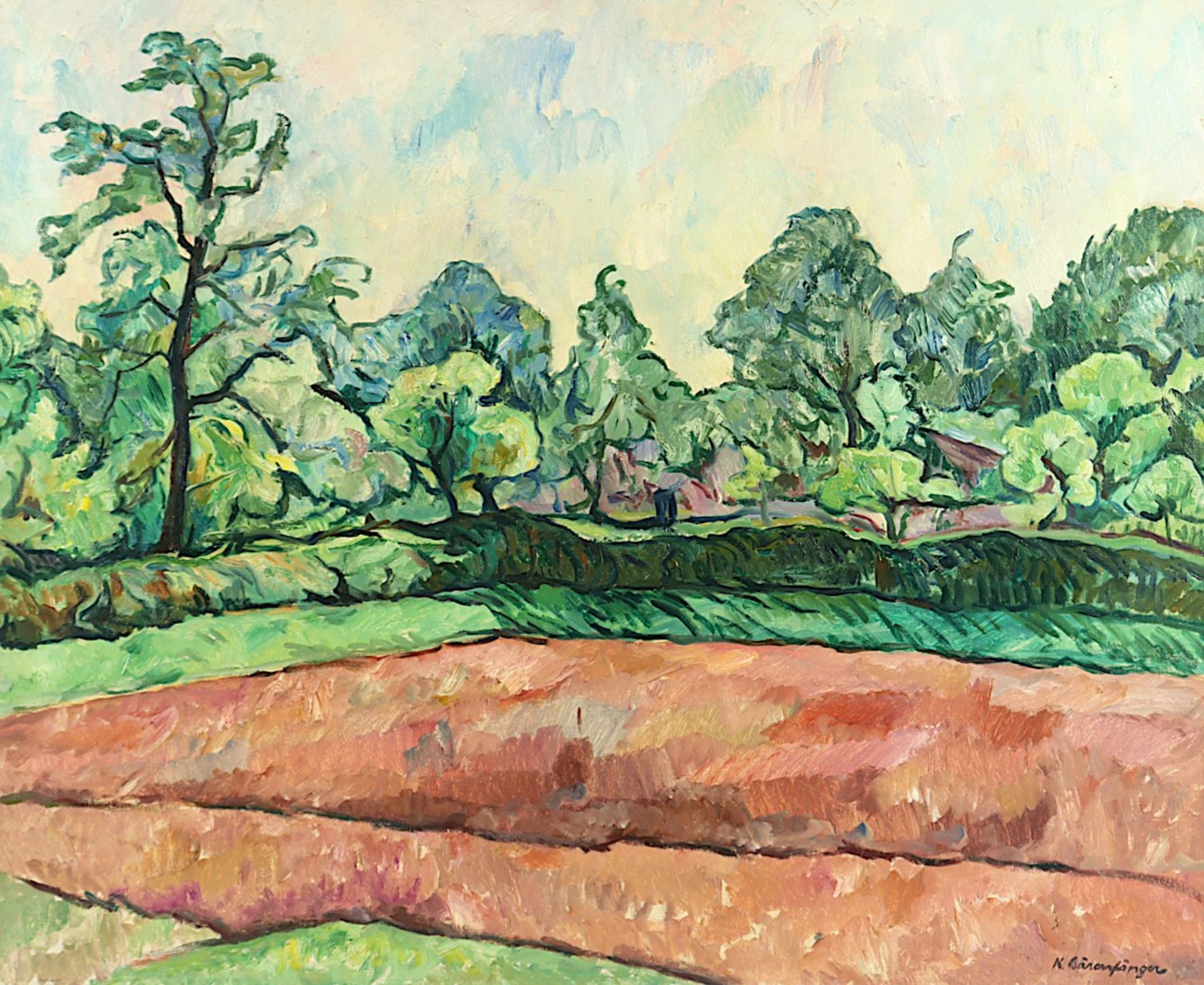 BÄRENFÄNGER, Karl (1888-1947), "Landschaft mit Bäumen", Öl/Lwd., 81 x 101, unten rechts signiert