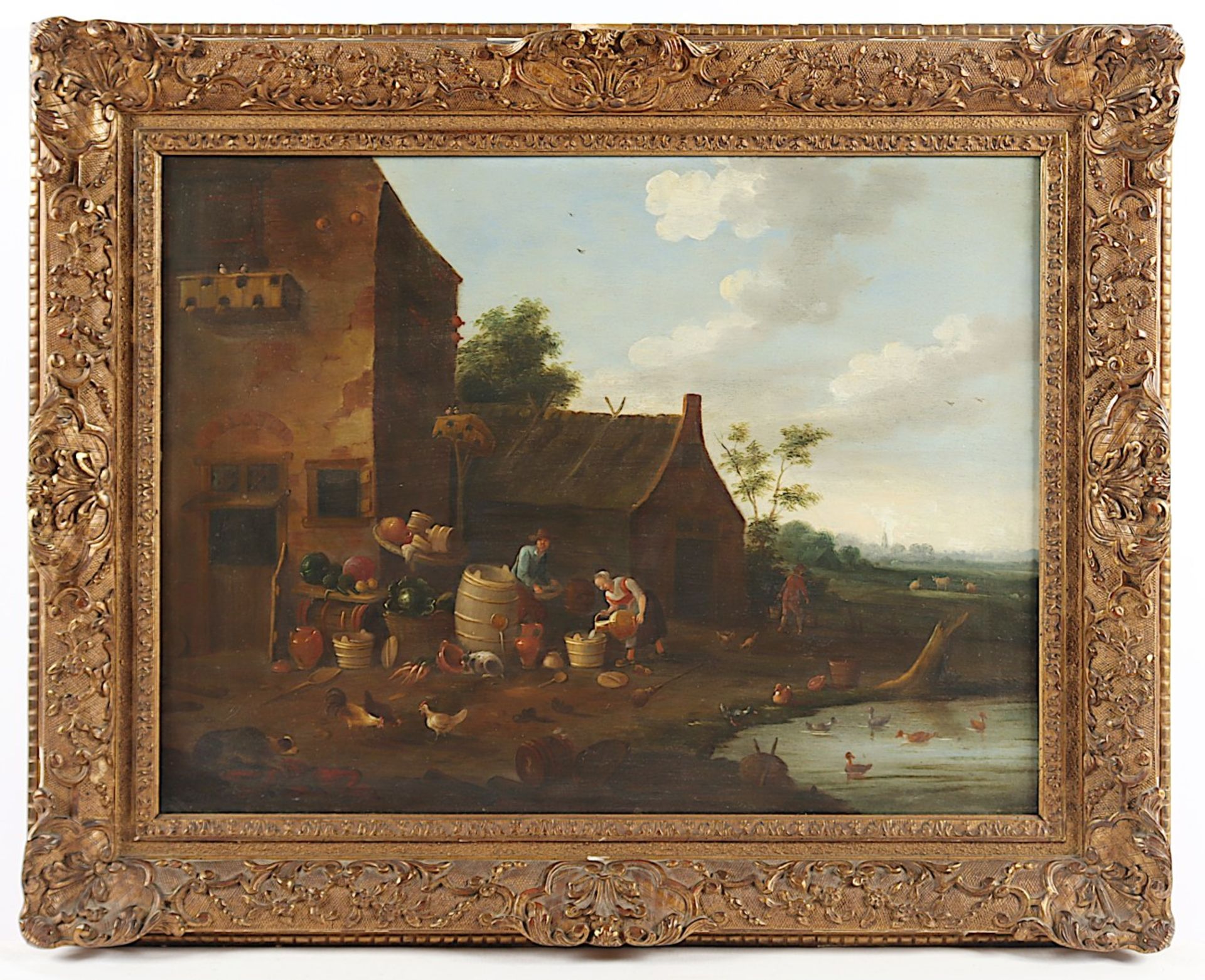 DE WINTER, Gillis (ca.1650-1720), zugeschrieben, "Gehöft mit Bauernpaar", Öl/Holz, 46 x 62,5, R. - Image 2 of 4