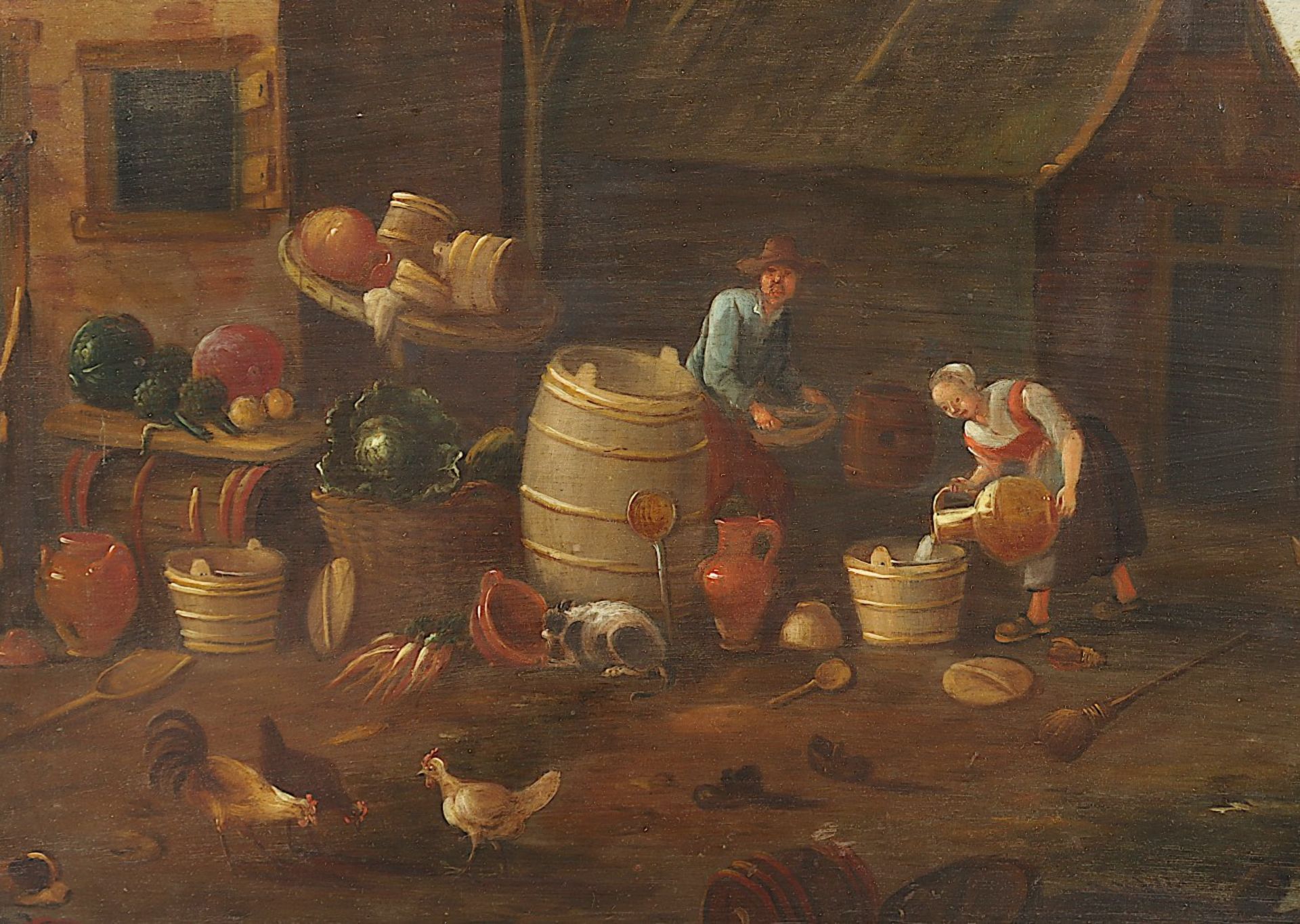 DE WINTER, Gillis (ca.1650-1720), zugeschrieben, "Gehöft mit Bauernpaar", Öl/Holz, 46 x 62,5, R. - Image 3 of 4