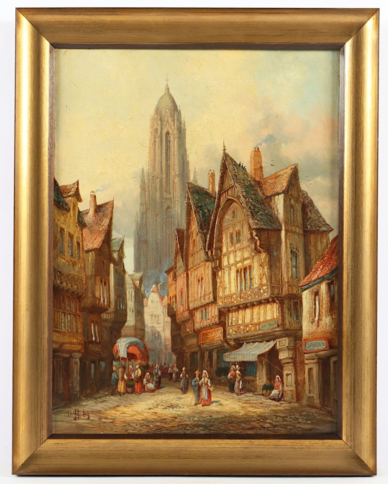 SCHÄFER, Henry Thomas (1833-1916), "Idealisierte Ansicht aus Alt Frankfurt", Öl/Lwd., 41 x 30,5, do