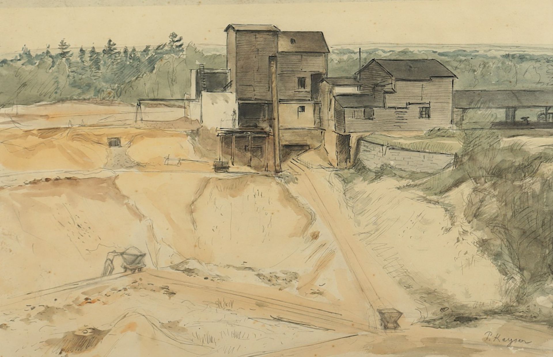 KAISER, Jean Paul (1869-1942), "Sandgrube", Mischtechnik/Papier, 24 x 37 (Passepartoutausschnitt),  - Bild 2 aus 2
