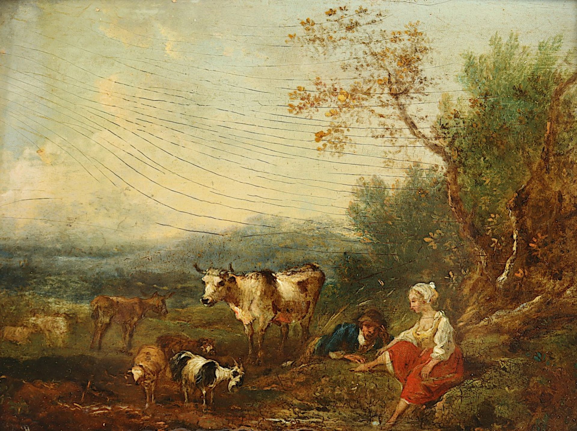 MEYER, Georg Friedrich (1735-1779), "Zwei bukolische Szenen", Öl/Holz, 12 x 16, R.  - Bild 3 aus 6