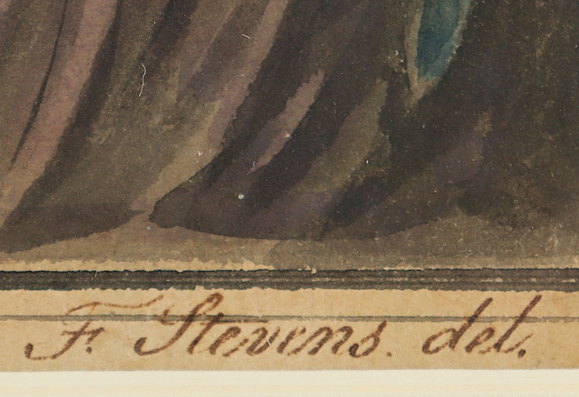 STEVENS, F. (Aquarellist des 19.Jh.), "Bildnis eines Kindes mit Hund", Aquarell/Papier, 22 x 18 (Pa - Bild 3 aus 3