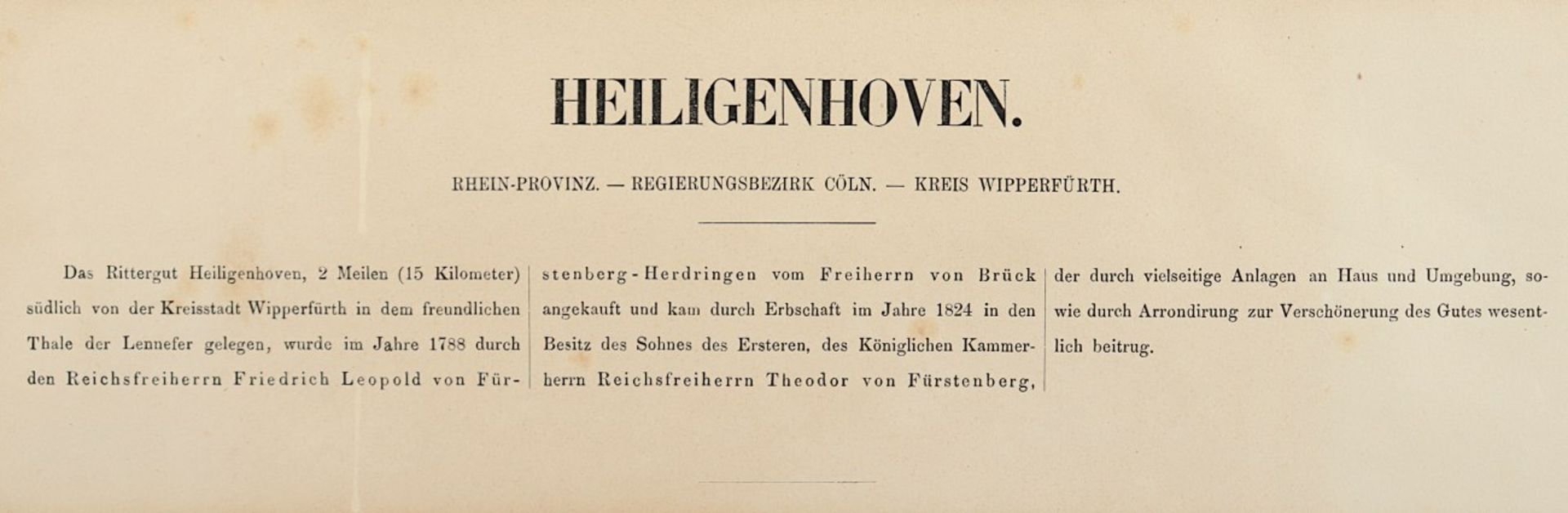 RITTERGUT HEILIGENHOVEN, Lithografie, 17,5 x 21,5, Verlag von Alexander Duncker, Berlin, um 1890, R - Bild 3 aus 3