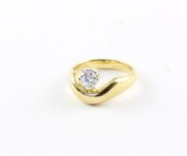 BRILLANT-SOLITÄRRING, 585/ooo Gelbgold, besetzt mit einem Brillantsolitär von ca. 0,57 ct., w - vsi