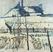 BÄRENFÄNGER, Karl (1888-1947), "Winterliche Industrielandschaft", Öl/Lwd., 93 x 96, unten links sig