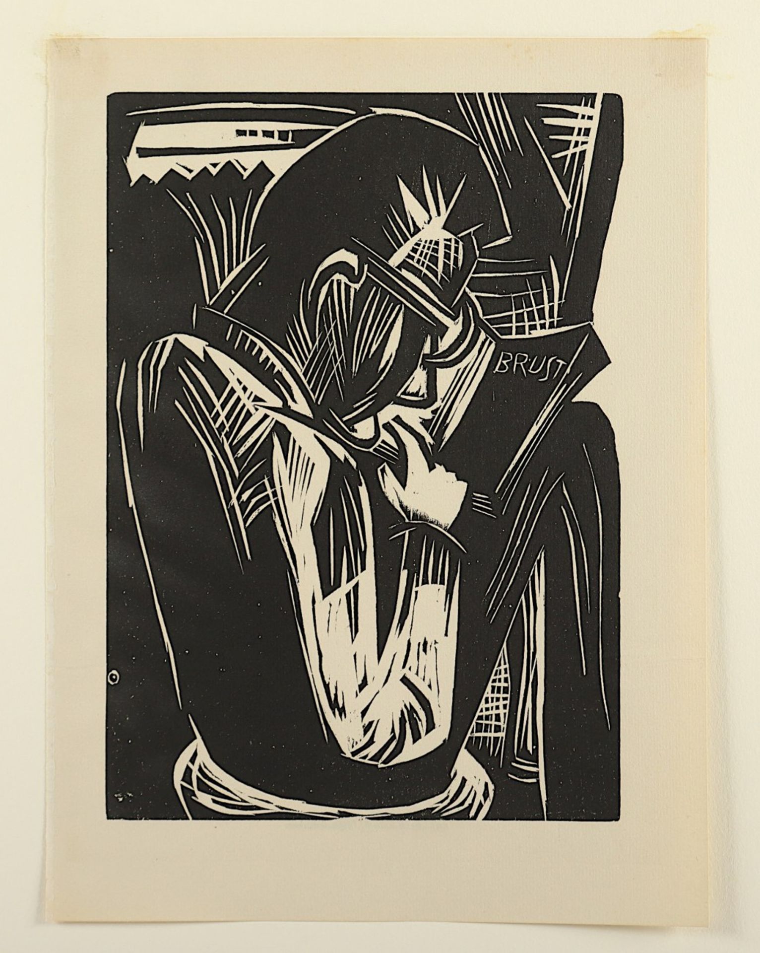 SCHMIDT-ROTTLUFF, Karl, "Lesender Mann", Original-Holzschnitt, 28,5 x 19,8, verso typ - Image 2 of 2