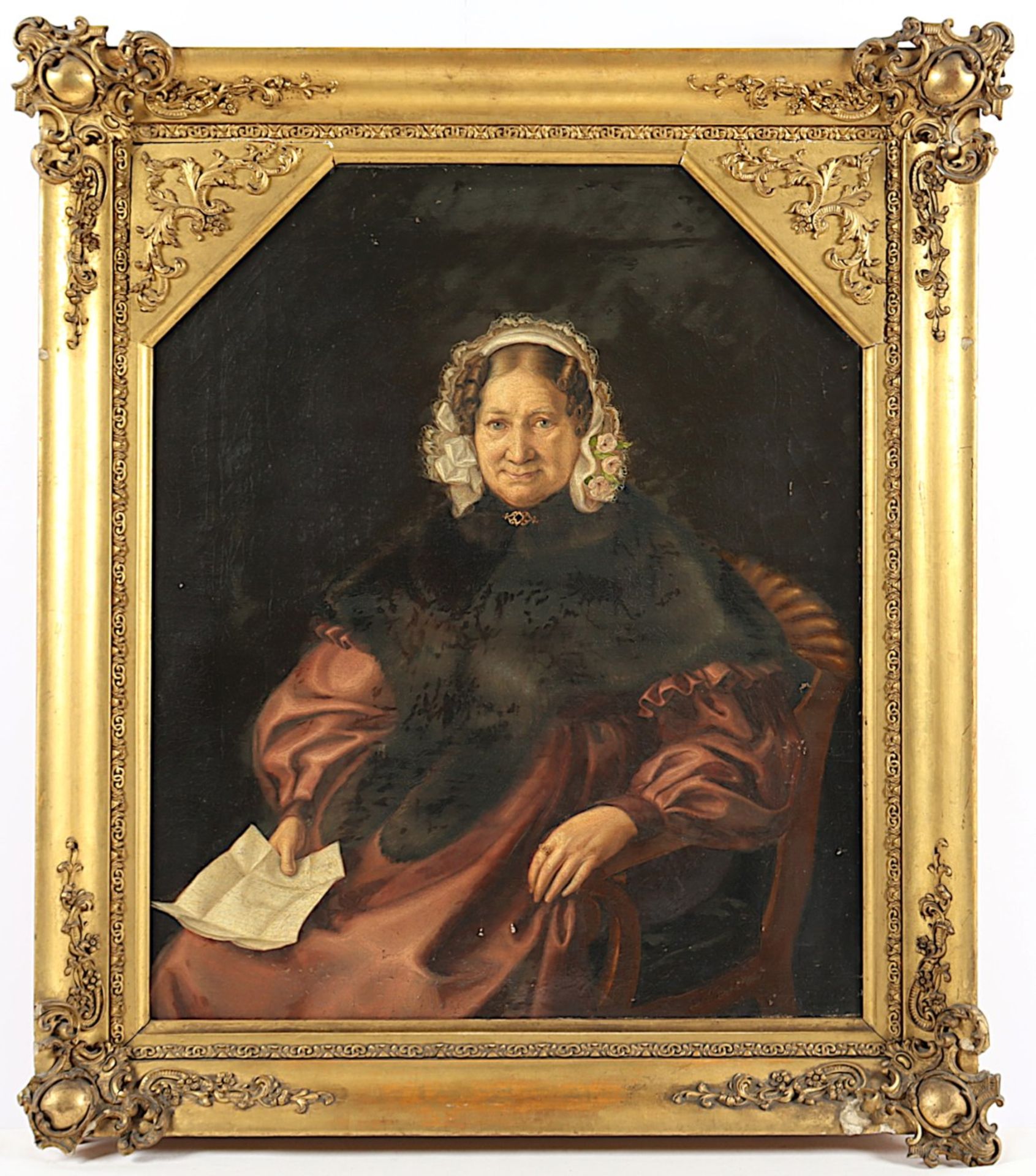 KOHL, Friedrich Wilhelm (1811-1864), "Portrait einer Frau mit Haube", Öl/Lwd., 62 x 52, besch., unt