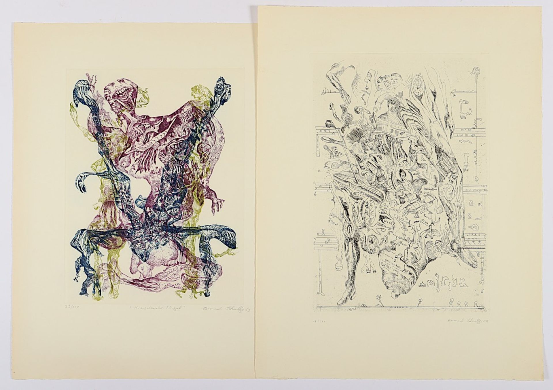SCHULTZE, Bernard, zwei Arbeiten, Radierungen, ca. 44 x 30, nummeriert, betitelt, handsigniert und  - Bild 2 aus 2