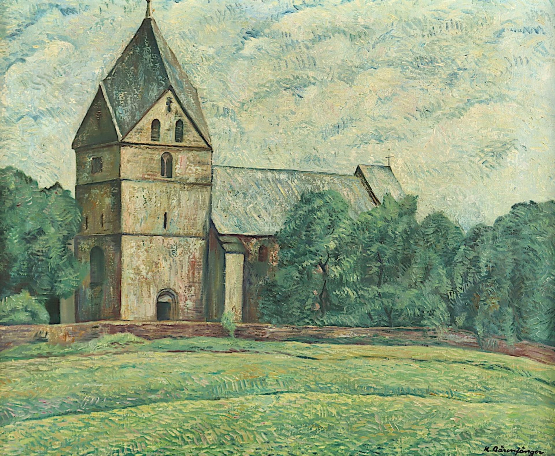 BÄRENFÄNGER, Karl (1888-1947), "Kirche im westfälischen Hohensyburg", Öl/Lwd., 69 x 84, unten recht
