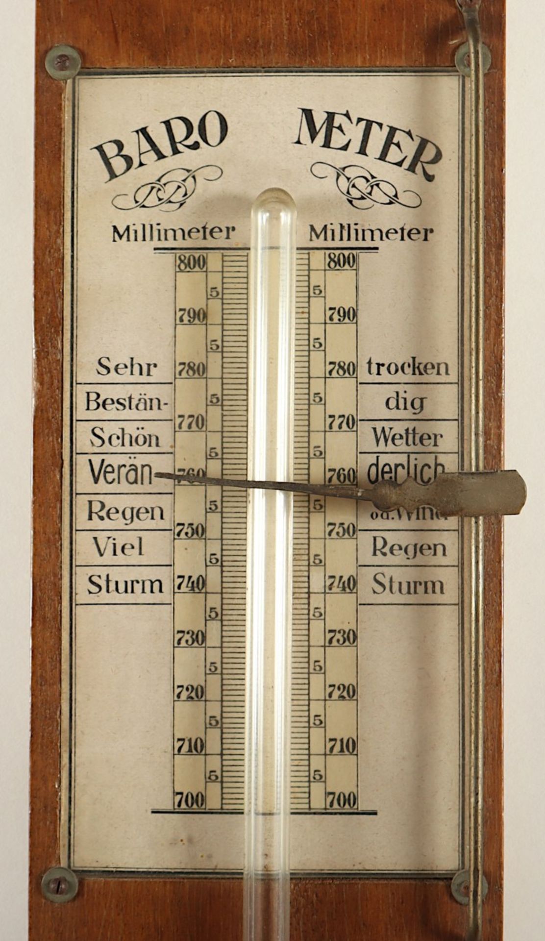 BAROMETER, Nussbaum, Quecksilberfüllung fehlt, H 97, DEUTSCH, 19.Jh.  - Bild 2 aus 3