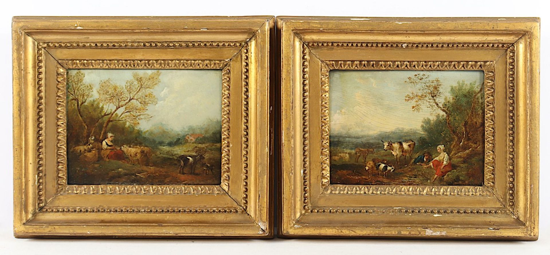 MEYER, Georg Friedrich (1735-1779), "Zwei bukolische Szenen", Öl/Holz, 12 x 16, R. 