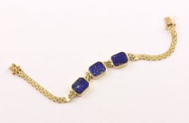 LAPIS-ARMBAND, 750/ooo Gelbgold, L 17,5, 12,6g, sign. STEEN 