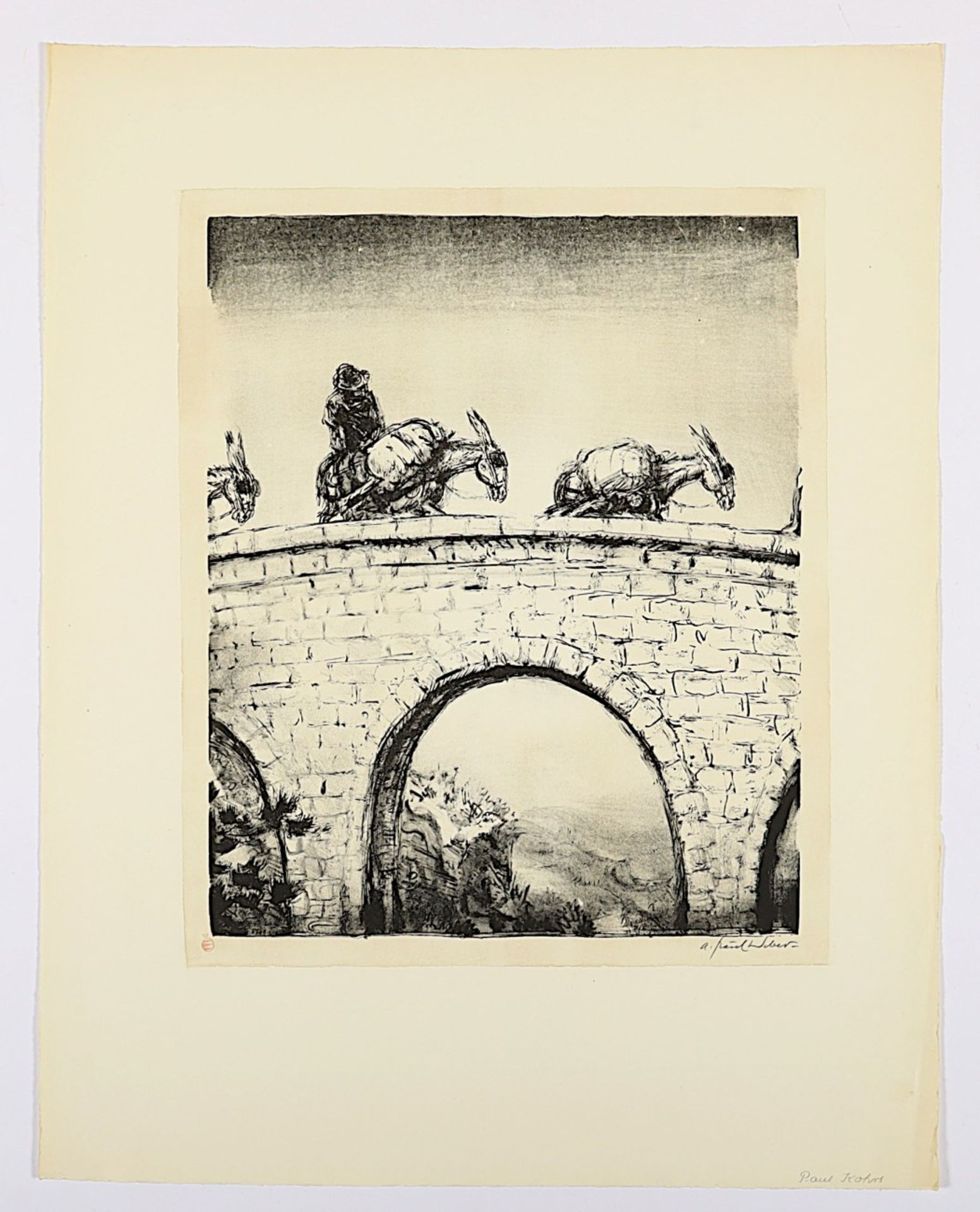 WEBER, A. Paul, 3 Arbeiten, "Kobold", "Der Pilger", "Auf der Brücke", Original-Lithografien, ca. 3 - Image 2 of 4