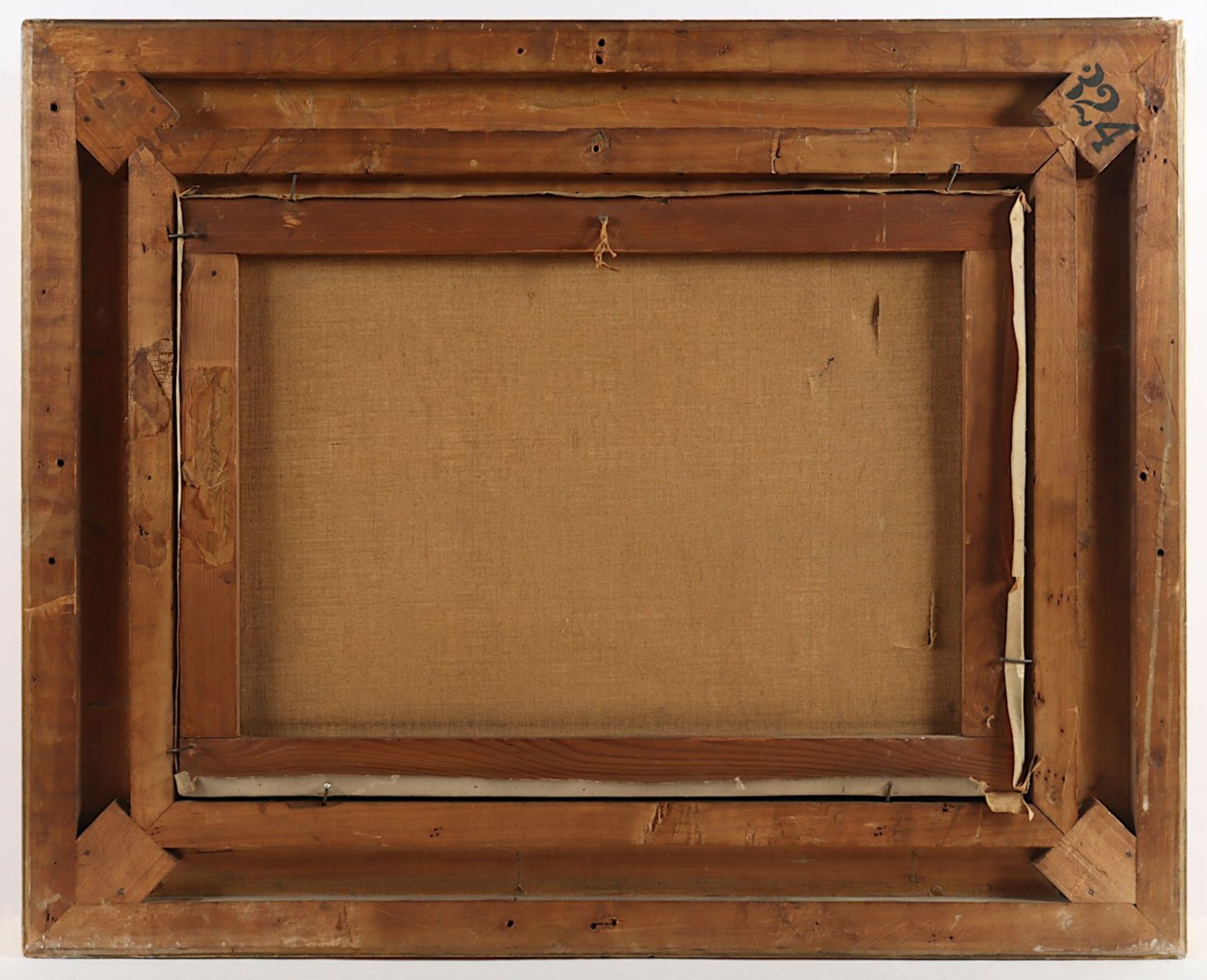 BILDERRAHMEN, breite, schwere Holzleiste, stuckiert, beigegeben ein Ölbild signiert Firmin Castille - Bild 3 aus 3